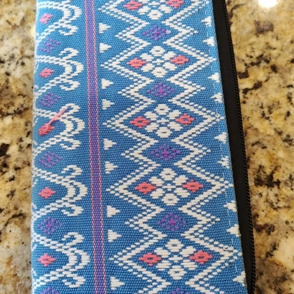 Blue Patterned Women's Fabric Clutch Wallet - Picture 12 of 12